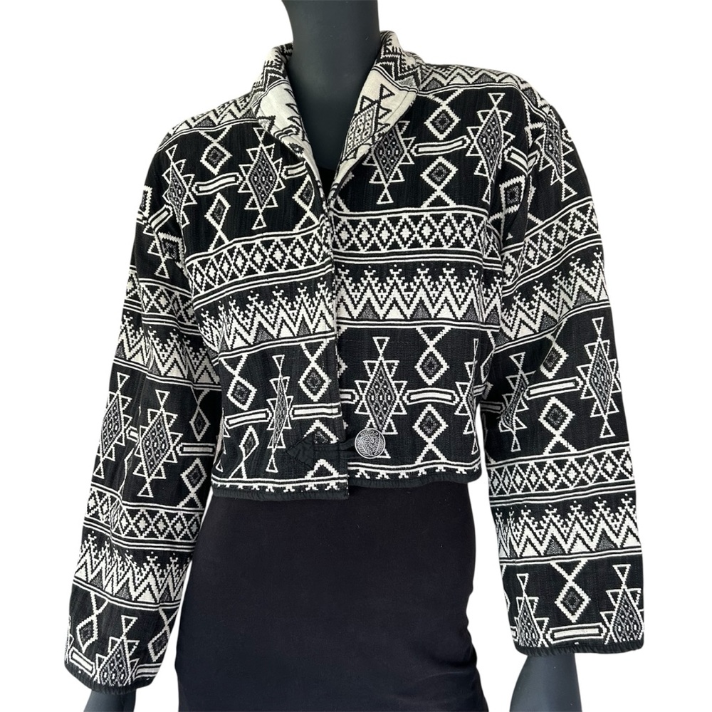 Vintage Southwestern / Aztec Cropped Tapestry Jacket Boho Western Festival